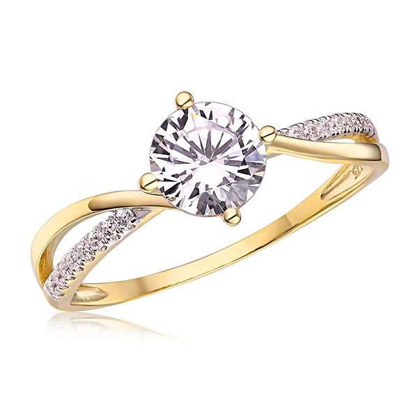 Genuine 9K Gold, Solitaire, Cubic Zirconia Twist Ring