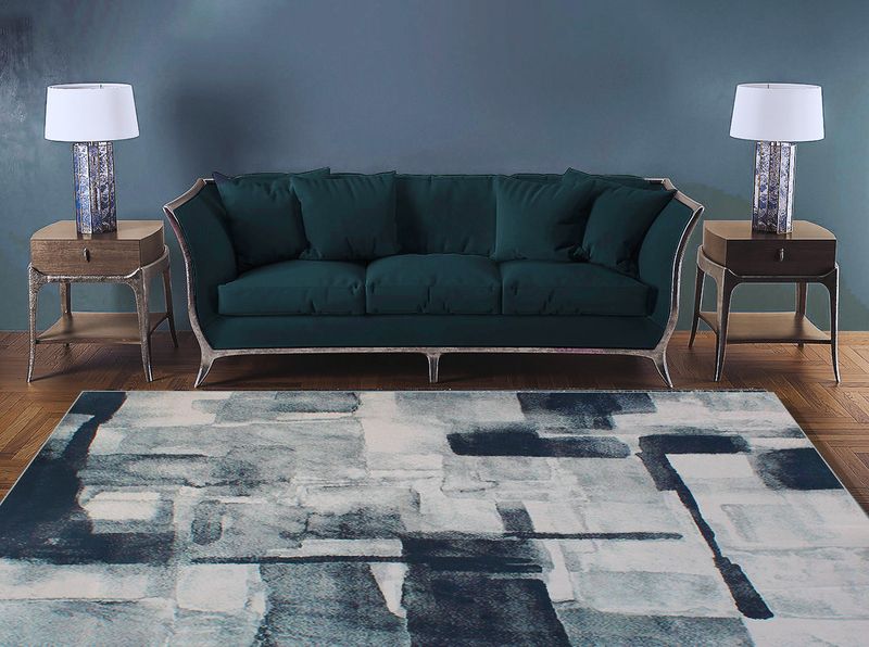 200cm by 150cm - Modern 3D Geometric Design Area 13 Rug Blue