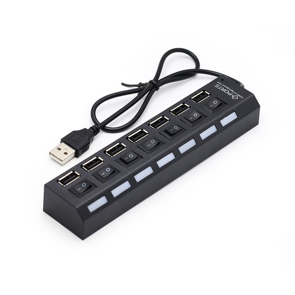Multi Port Splitter 7 Port USB Hub with Independent On/Off Switch and LED