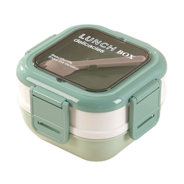 1600ml Lunch Box Bento Box Adults &amp; Kids Leakproof 2 Layers with Fork