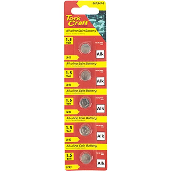 Lr43 Alkaline Coin Battery X5 Pack (Moq 20)