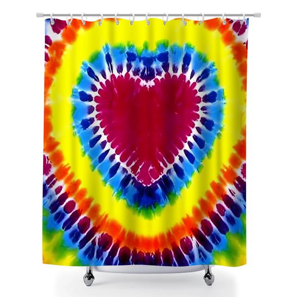 Heart Print Bath Curtain Set, 180x180cm Heavy-Duty Polyester Shower Curtain