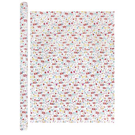 Happy Birthday Theme Gift Wrapping Paper - 2 Rolls - Each 2m x 0.7m Image