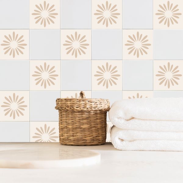 Nude Boho Flower Tile Stickers