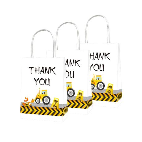 Party Favor Bags with Handles - Construction Theme - 12 Bags Image