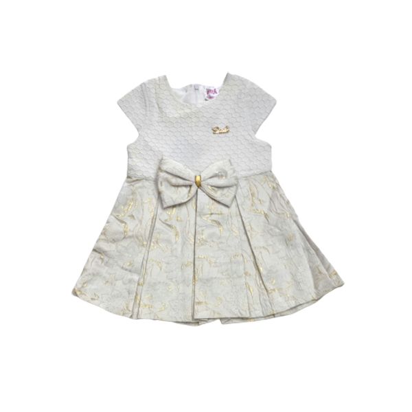 Girls Lovely Off White Dress with Golden Highlights
