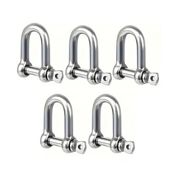 5PCS Stainless Steel D Shape Shackles for Chains Wirerope Lifting Outdoor
