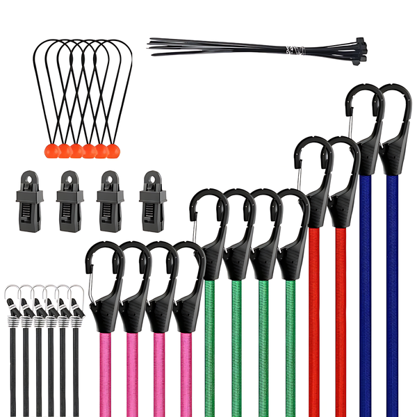 Bungee Cord Set Elastic Ropes Bungee Straps - 38PCS