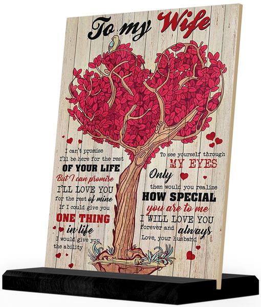 To My Wife LOVE TREE Birthday Christmas Anniversary Gift SH-03 Rock Slate