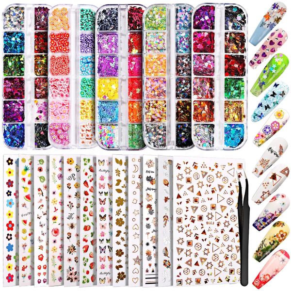 Nala by iMbali Nail Art Glitter Sequins Flakes &amp; Nail Sticker Kit