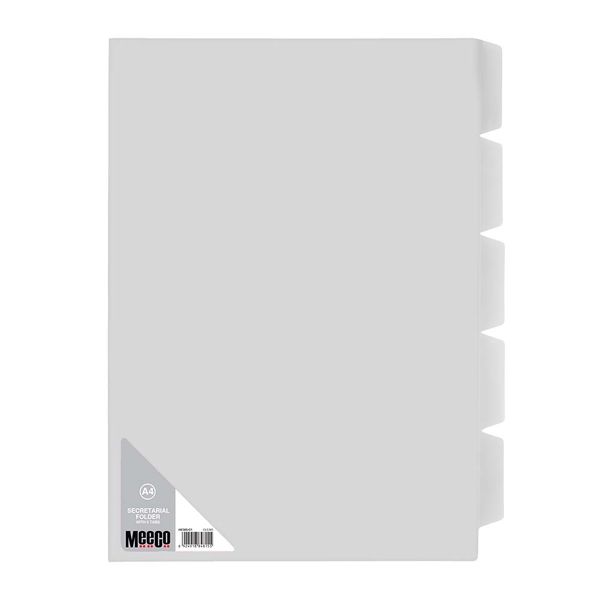 Meeco Secretarial Folder with 5 Tabs - A4 - Clear