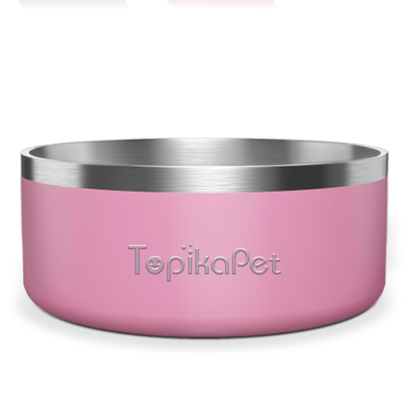 TopikaPet - Stainless Steel Dog Bowls with Non-Slip Silicone Base, 3 Colour