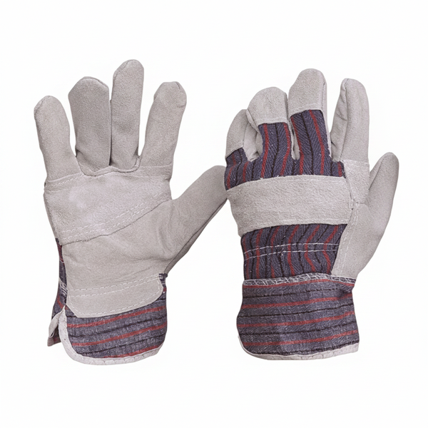 Leather Candy Stripe Safety Gloves for Gardening &amp; Maintenance - 50mm