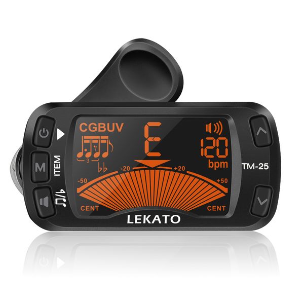 LEKATO 3-In-1 Guitar Bass Tuner Metronome Tone Generator LCD Rotatable