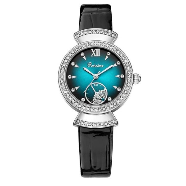 RUIXINE Women'S Watch Classic Black Paired With An Elegant Crown