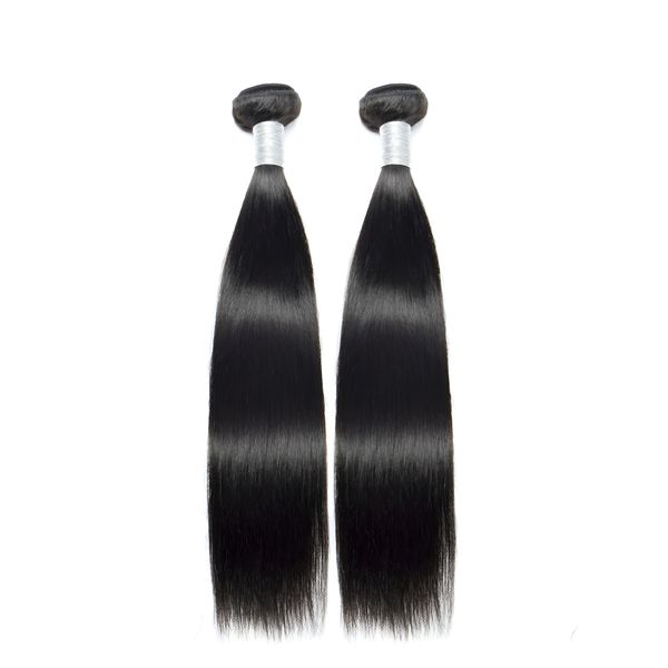 2 x Bundles set Straight Hairpiece 100% Human Hair Black Natural Color