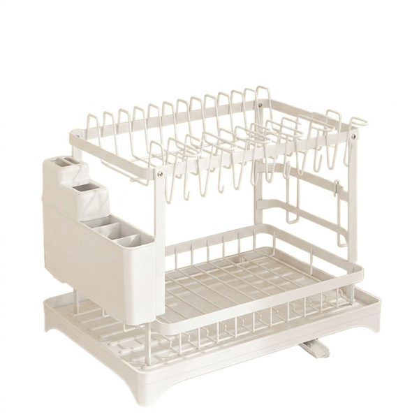 Dish Drying Rack - Carbon Steel Kitchen Dish Drainer with Cup Board Holder