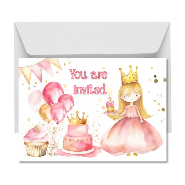 Invitation Cards - Princess Cake Party - Pack of 12