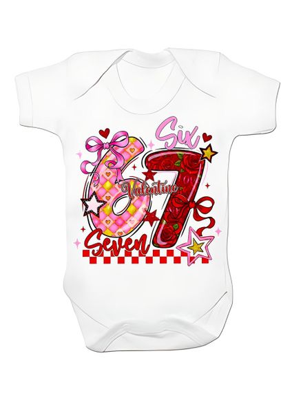 Six Seven Valentine baby vest