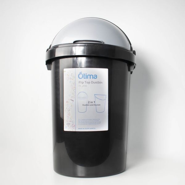 Flip-Top Dustbin - 50L - Black