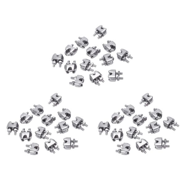 2mm 1/16 Inch Stainless Steel Wire Rope Cable Clamp Fastener 36Pcs