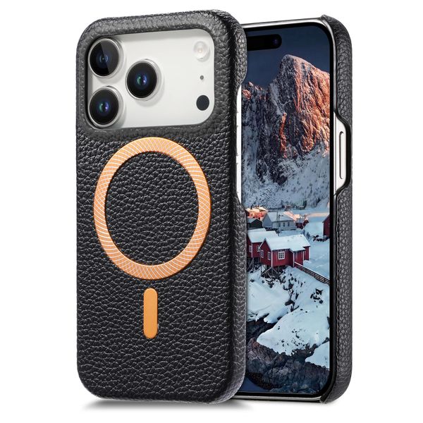 Lychee-Textured Magnetic Phone Case Compatible with iPhone 17 Pro Max