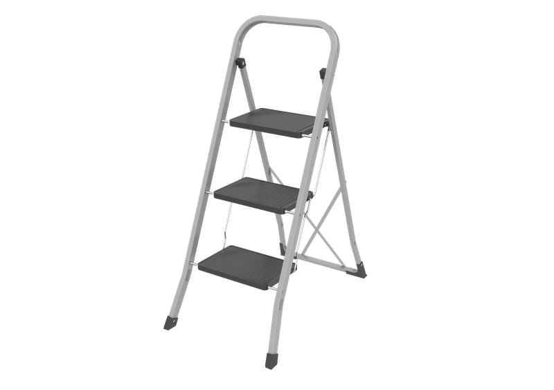 3 Step Household Ladder - Grey/Black