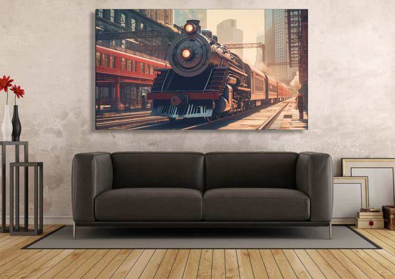 Canvas Wall Art - Vintage Steam Train Abstract - IM0140