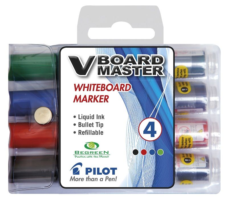 Pilot V Board Master Whiteboard Markers Wallet of 4 Colours Shop