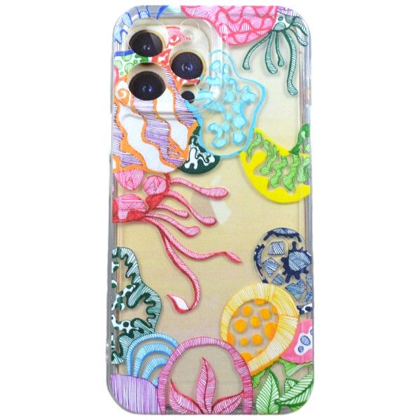 Multicolor Sea Creatures Print Phone Case for iPhone 13ProMax - Transparent