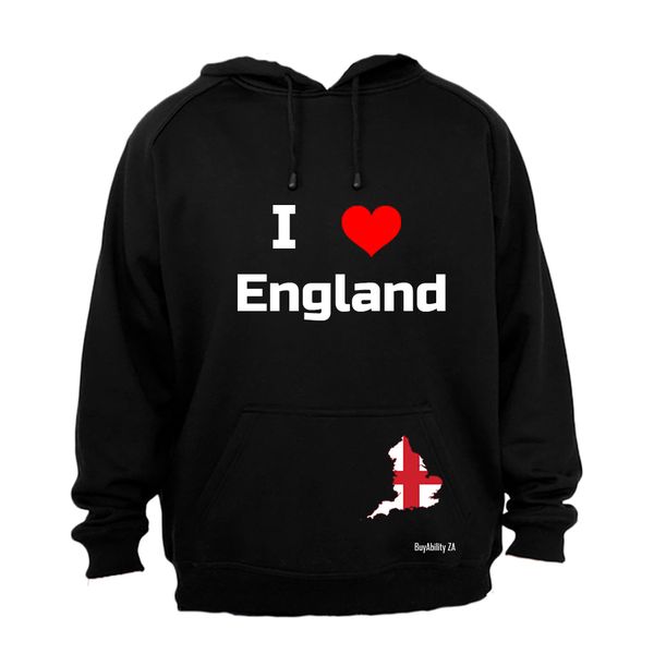 I Love England - Mens - Hoodie - Black