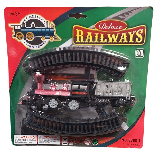 Red Train and wagon wirh Railway Tracks