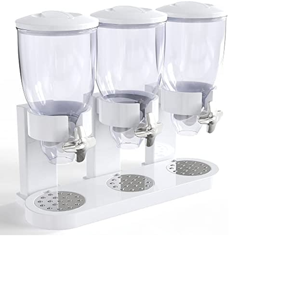 Triple Cereal Dry Food Dispenser-White