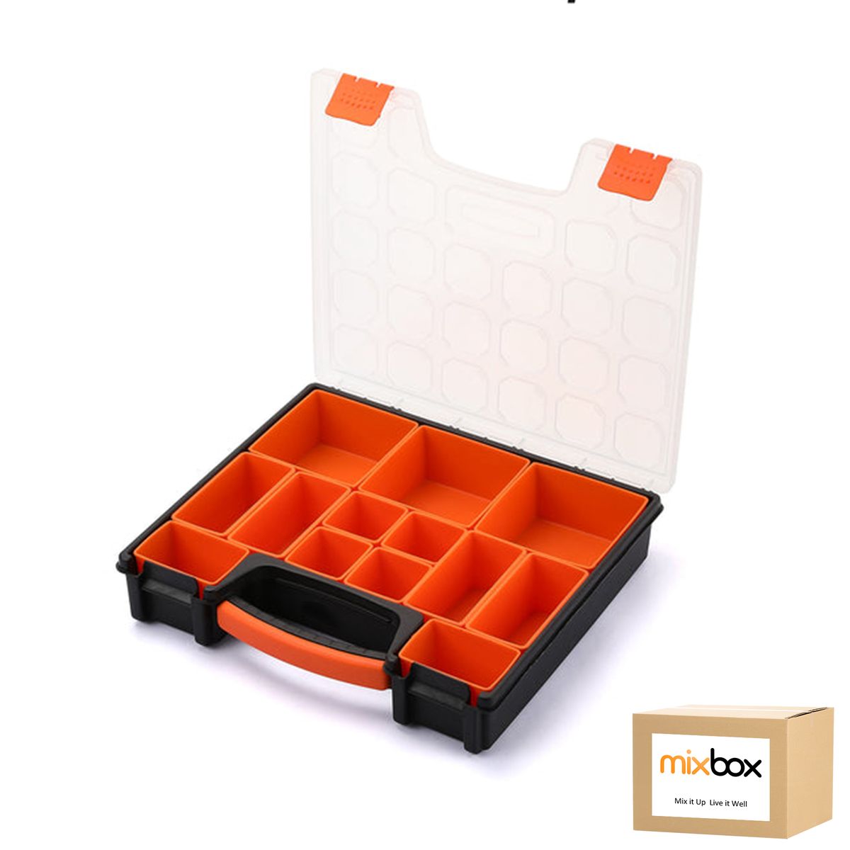 Mix Box Handheld Tool Organizer Storage Box with 15 Compartment Kit