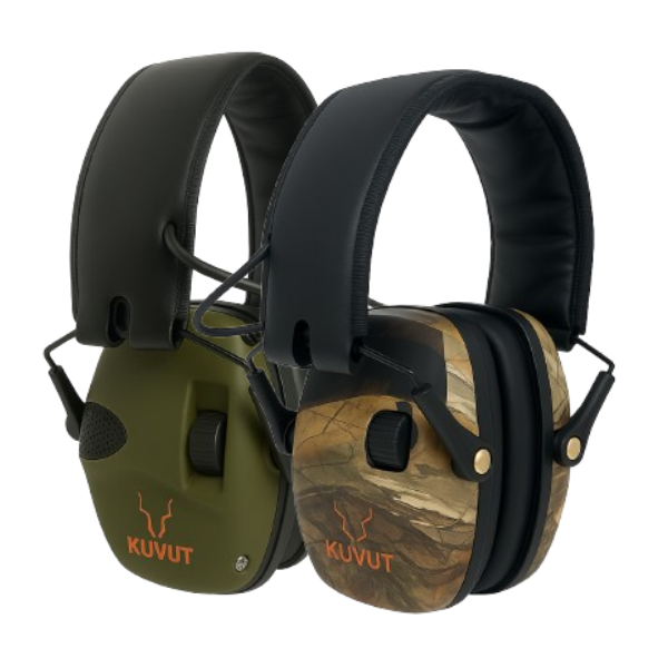 KuVut Electronic Shooting Earmuffs - Green and Camo - 2 pack