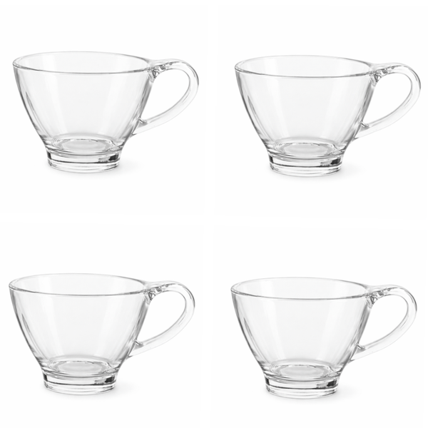4 Pack - Classic Designed Clear Glass Teacup - Transparent