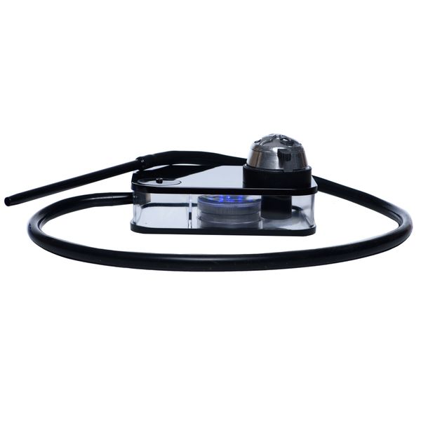 Portable Acrylic Hookah Box, LED light, Remotel, Metal Coal-Holder,black