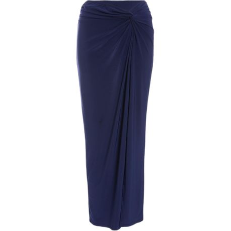 Quiz Women Indigo Ruched Split Maxi Skirt Daily Sale Shop