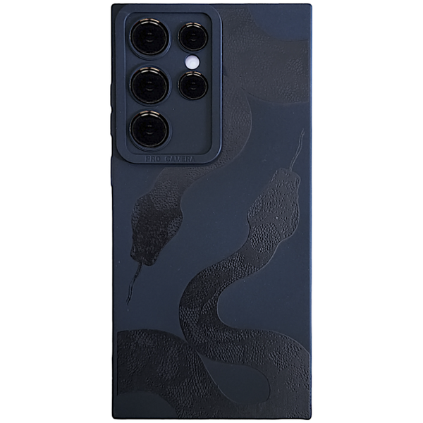 Black Phone Case with Shiny Snake Print compatible with Samsung S23 Ultra
