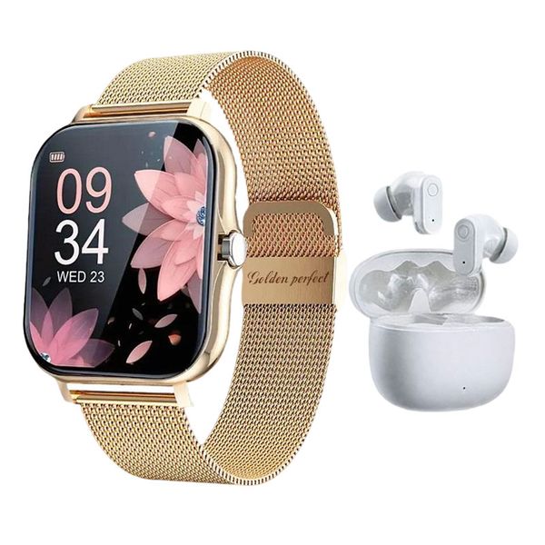 Golden Perfect Women's Luxury Smartwatch &amp; Earbuds - Queen Gift Set