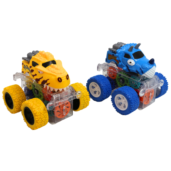 Friction Powered Toy Car-Push And Go Vehicles Engineering Car-Yellow &amp; Blue