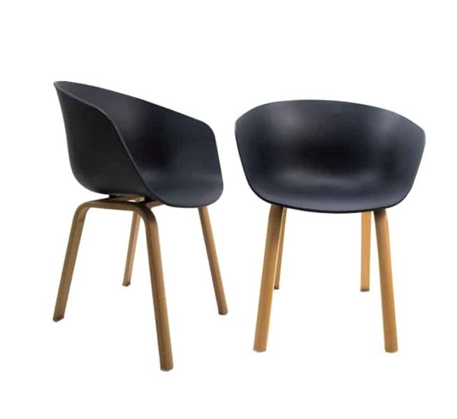 Flow Chair With Oak Finish Metal Legs