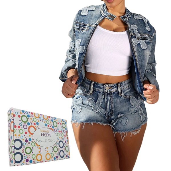 KAMFE HOM - Trendy Chic Denim Spring Stretchy Short Suit -Short Suit