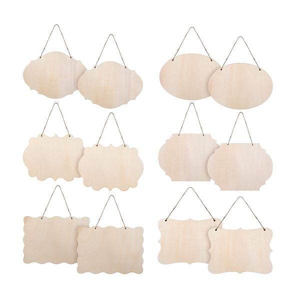 12 Piece Unfinished Wooden Tags Christmas Ornaments Crafts Hanging Decor