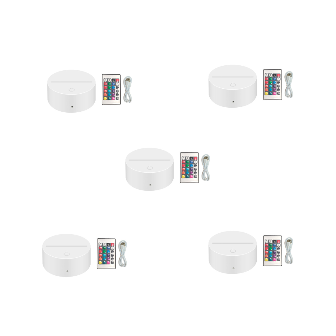 Craft Set of 5 3D Night LED Light Lamp Bases - White