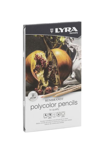Lyra Rembrandt Polycolor Pencils - 12 Colours in Metal Box