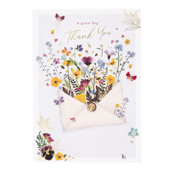 Greeting Card - "A Great Big Thank You" - Wildflowers in envelope