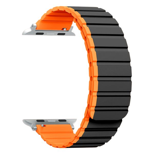 Magnetic Black Soft Silicone Apple Watch Band In 44/45/46 &amp; 49mm
