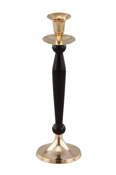 Black &amp; Gold Dinner Candle Holder - 30cm