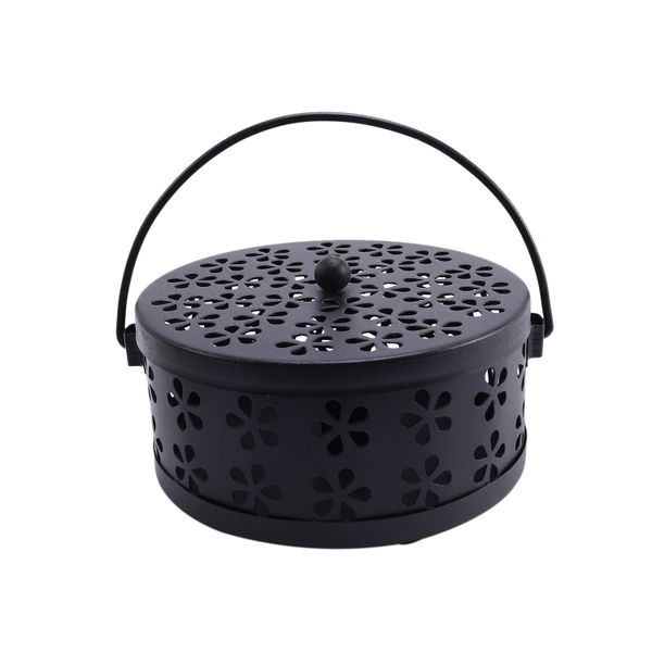 Nordic Retro Metal Hollow Floral Mosquito Coil Holder(Yellow)